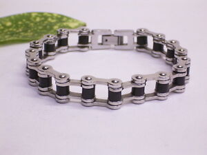 【送料無料】ジュエリー・アクセサリー ブレスレットスチールスチールブラックラバーズウィスチェンリーダーロングbracelet acieracier inoxydablenoir caoutchoute zwischenglieder 20 cm long