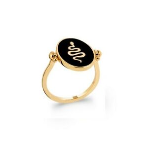 【送料無料】ジュエリー・アクセサリー ゴールドブラックエナメルメッキリングスネークモデルbague ovale reversible plaque or email noir snake modele serpent