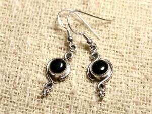 【送料無料】ジュエリー・アクセサリー シルバーイヤリングブラックラウンドbo211 boucles doreilles argent 925 26mm onyx noir ronds 7mm