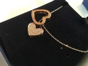 【送料無料】ジュエリー・アクセサリー スワロフスキーデュオハートペンダントネックレスcollier swarovski duo coeur pendentif neuf