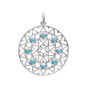 【送料無料】ジュエリー・アクセサリー ターコイズソリッドシルバーペンダントローディドメダリオンレースpendentif en argent massif 925000 rhodie medaillon dentelle pave en turquoises
