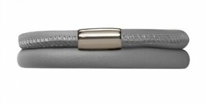 【送料無料】ジュエリー・アクセサリー エンドレスレザーレザーグレーendless bracelet cuir acier inoxydable 38cm gris 1210338