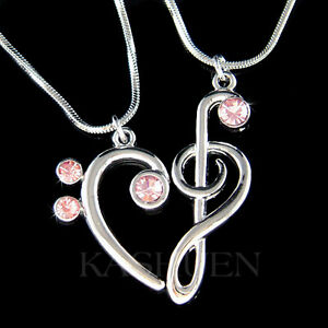 【送料無料】ジュエリー・アクセサリー クリスタルスワロフスキーベストフレンズネックレスローズトリプルベースキー2 rose triple bass clef musique avec cristal swarovski meilleur amis collier