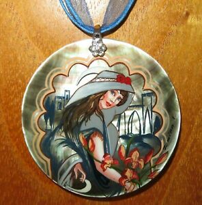 【送料無料】ジュエリー・アクセサリー ビクトリアサルドゥpendentif a mucha sorciere de victorien sardou la sorciere 1903 main peint