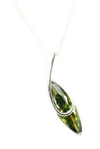 【送料無料】ジュエリー・アクセサリー シルバースターリングマルケスグリーンペンダントオンチェーンjsuk argent sterling marquise vert pendentif sur 457cm chaine