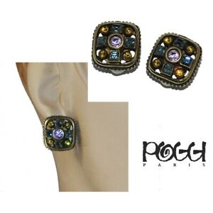 【送料無料】ジュエリー・アクセサリー イヤリングイヤリングゴールドブロンズクリスタルジュエルpoggi boucles doreilles clips bronze dore patine et cristal multicolore bijou|hokushin