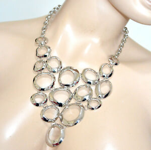 【送料無料】ジュエリー・アクセサリー シルバーローネックサークルペンダントリングメタルチェーンcollier argent ras du cou femme cercles pendentifs anneaux metal chaine bb10