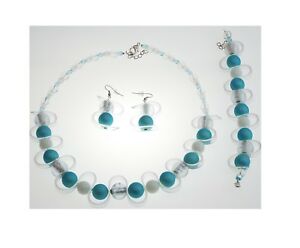 【送料無料】ジュエリー・アクセサリー ジグザグターコイズデザインparure zigzag blanc et turquoise creation artisanale