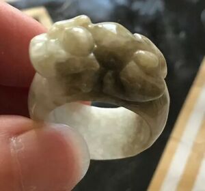 【貨物輸送無料】宝飾品・付属物 ジェイドリングリングbague anneau en jade porte bonheur fortune pixiu t 63