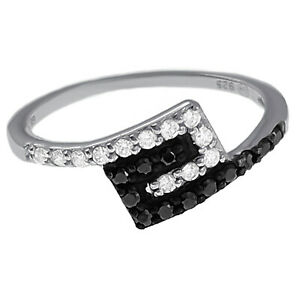 【貨物輸送無料】宝飾品・付属物 アージェントジルコニウムサイズbague femme en argent rhodie et zirconium blancs et noirs  taille 60 dispo