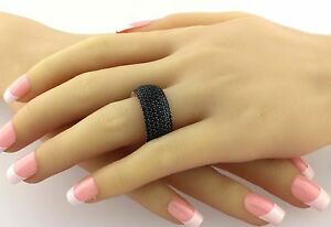 期間限定特価 ジュエリー アクセサリー スターリングシルバートルコハンドメイドロウエタニティリングブラックストーンズ Hokushin 楽天カード分割 Himilonetwork Com