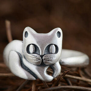 【送料無料】ジュエリー・アクセサリー スターリングタイピュアシルバーリングサイズwomens solid s990 sterling thai pure silver ring cat adjustable size 5 6 7 8