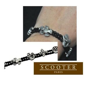 【送料無料】ジュエリー・アクセサリー スクーターオリジナルブレスレットメッキシルバーパールブラッククリスタルscooter bracelet original plaque argent perle cristal noir 18cm bijou