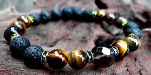 【送料無料】ジュエリー・アクセサリー スモーキークォーツゴールドタイガーアイブレスレットアロマセラピーsmoky quartz and gold tiger eye bracelet w lava stone aromatherapy diffuser