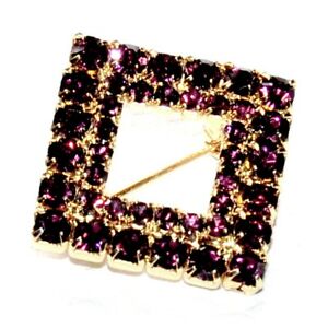【送料無料】ジュエリー・アクセサリー ブローチブローチブローチブローチブローチブローチブローチbroche ancienne de couleur or carre cristal violet bijou brooch