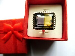 【貨物輸送無料】宝飾品・佩び物 プレシャスリングアメトリンサイズマッシブシルバーbague precieuse ametrine 18 x 15 x7 粍 taille 59argent massif