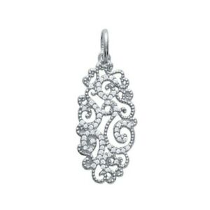 【貨物輸送無料】宝飾品・添え物 シルバーペンダントシセレートアラベスクロドドジルコニウムpendentif en argent 925000 rhodie arabesques ciselees pave en zirconium blanc