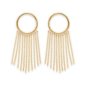【貨物輸送無料】宝飾品・佩び物 リングリングイヤリングboucles doreilles en plaque or cercle anneau avec longues chaines