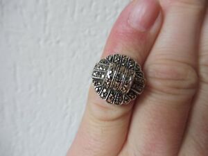 【貨物輸送無料】宝飾品・添え物 輪っかしろがね色belle, vieux anneau __ 925 argent avec markassite ___