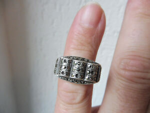 【貨物輸送無料】宝飾品・添え物 輪っかしろがね色belle, vieux anneau __ 835 argent avec markassite __