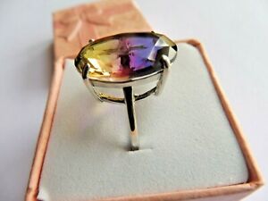 【貨物輸送無料】宝飾品・佩び物 プレシャスリングアメトリンシルバーbague precieuse ametrine18x13x7mmreglablesureleveeargent massif