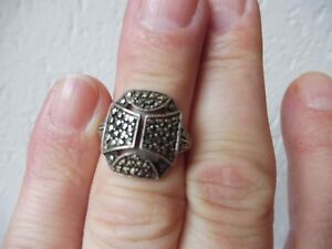 【貨物輸送無料】宝飾品・添え物 輪っかしろがね色belle, vieux anneau ___ 925 argent avec markassite ___