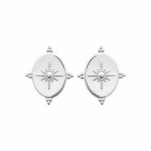 【貨物輸送無料】宝飾品・添え物 リリーフサンオーバルシルバーイヤリングpuces doreilles en argent ovale soleil en relief