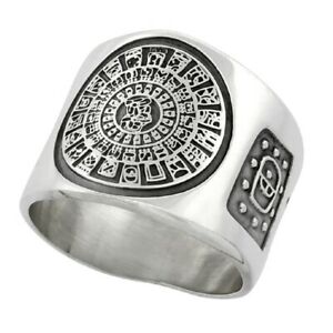 【貨物輸送無料】宝飾品・添え物 シルバースターリングアステカリングカレンダーサイドargent sterling azteque calendrier bague w  imix inscription cotes
