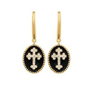 【送料無料】ジュエリー・アクセサリー イヤリングゴシッククロスゴールドメッキジルコニウムオキシデスboucles doreilles croix gothique plaque or, email et oxydes zirconium neuves｜hokushin