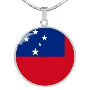 【送料無料】ジュエリー・アクセサリー サモアフラグカラースチールペンダントゴールドサークルペンダントsamoa drapeau collier pendentif acier inoxydable ou 18k or cercle pendentif