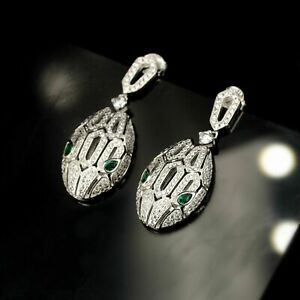 【送料無料】ジュエリー・アクセサリー イヤリングテテシルバースネークマッシブクラストグリーンboucles doreilles clous tete serpent argent massif 925 cz vert incruste cy5