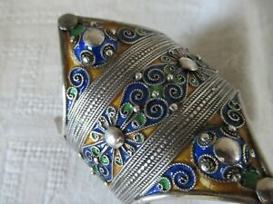 【送料無料】ジュエリー・アクセサリー シルバーエナメルカフブレスレットbracelet manchette en argent et email