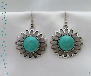 【送料無料】ジュエリー・アクセサリー チベットイヤリングフラワーラウンドイロンパールターコイズシルバーboucles doreilles fleur rondes ylona perle turquoise argent du tibet