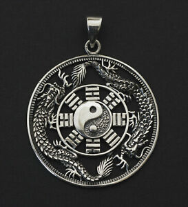 【送料無料】ジュエリー・アクセサリー フェニチアンチンマッシブシルバーpendentif yin yang dragon phoenix iching feng shui argent massif 925 8g 26342