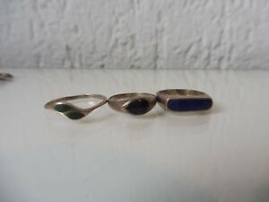 【送料無料】ジュエリー・アクセサリー リングシルバージェイドラピス__ 3 belle, vieux anneaux __ 925 argent __ avec jade, lapis et onyx ___