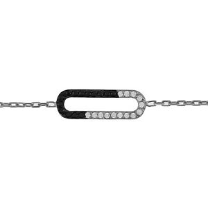 【送料無料】ジュエリー・アクセサリー シルバーブレスレットロディエジルコニウムオキシデスbracelet en argent 925 rhodie et oxydes zirconium noirs et blancs  18cm  femme