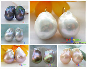 【送料無料】ジュエリー・アクセサリー バロックケシイヤリングd0091 18mm baroque almost round keshi reborn pearl earring 14k20