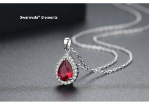 【送料無料】ジュエリー・アクセサリー スワロフスキーペンダントチェーンネックレスRエレメンツトップルビーレッドクオリティcollier chaine pendentif goutte deau swarovskiR element top qualite rouge rubis