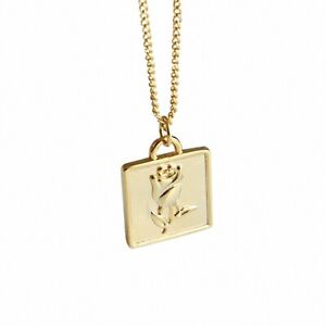【送料無料】ジュエリー・アクセサリー シングルフラワースクエアネックレスローズゴールドジュエリーcollier carre simple fleur en or rose 18k pour femmes bijoux argent massif 925