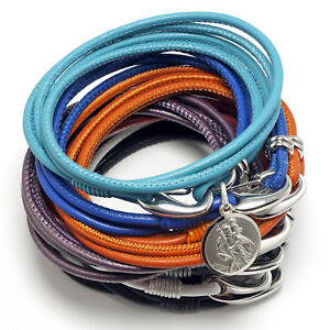 【送料無料】ジュエリー・アクセサリー シルバーデザイナースターリングセントクリストフレザーブレスレットcreateur argent sterling saint christophe cuir bracelet pour elle  12 couleurs