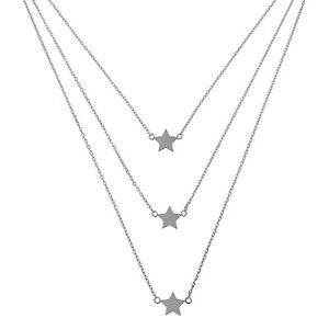 【送料無料】ジュエリー・アクセサリー ローディエシルバーマルチローカラーcollier multirangs etoiles en argent 925 rhodie longueur 40cm 5cm femme