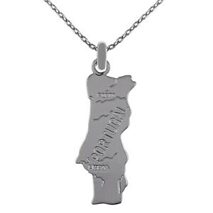 【送料無料】ジュエリー・アクセサリー シルバーポルトガルカードネックレスロディエチョイスロングールcollier carte portugal en argent 925 rhodie  longueur au choix  neuf