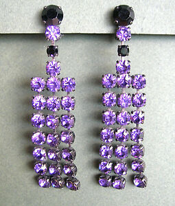 【送料無料】ジュエリー・アクセサリー イヤリングパープルラインストーンクリップ995  boucles doreille clips strass violets