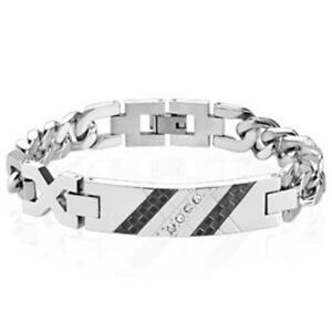 【送料無料】ジュエリー・アクセサリー シルバーブレスレットブラックステンレスダミエジルコンプレートbracelet argent noir inox a damier zircon plaque longueur mm  200 ou 210