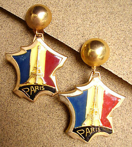 【送料無料】ジュエリー・アクセサリー フランスイヤリングクリップメタルドール1943   jaime la france boucles doreille  clips  metal dore emaille