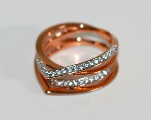 【送料無料】ジュエリー・アクセサリー スワロフスキーホワイトリングピンクメッキゴールドナインボックスswarovski genius anneau blanc, rose plaque or gr55 neuf avec boite