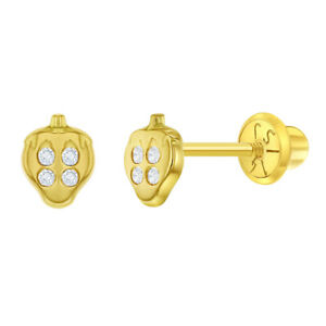 【送料無料】ジュエリー・アクセサリー ミニジルコーネストロベリーバイバックイヤーキッズガールズ14k or jaune mini zircone fraise securite vis arriere oreilles enfants amp; filles