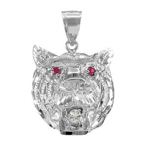 【送料無料】ジュエリー・アクセサリー スターリングシルバータイガーヘッドレッドsterling silver tiger head red cz pendant