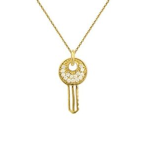 【送料無料】ジュエリー・アクセサリー コリアーメッキジルコニウムオキシデスチョイスロングールcollier clef plaque or et oxydes zirconium  longueur au choix 45cm ou 50cm
