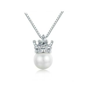 【送料無料】ジュエリー・アクセサリー ペンダントネックレスホワイトスワロフスキークリスタルクラウンcollier pendentif femme perle et couronne ornee de cristal de swarovski blanc